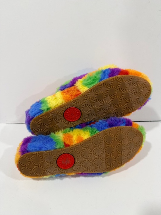 UGG Fluff Yeah Slide Rainbow Multi Color Shearling Slingback Sandal Size 7 Women - Picture 3 of 11
